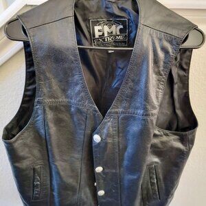 FMC Extreme black leather motorcycle vest